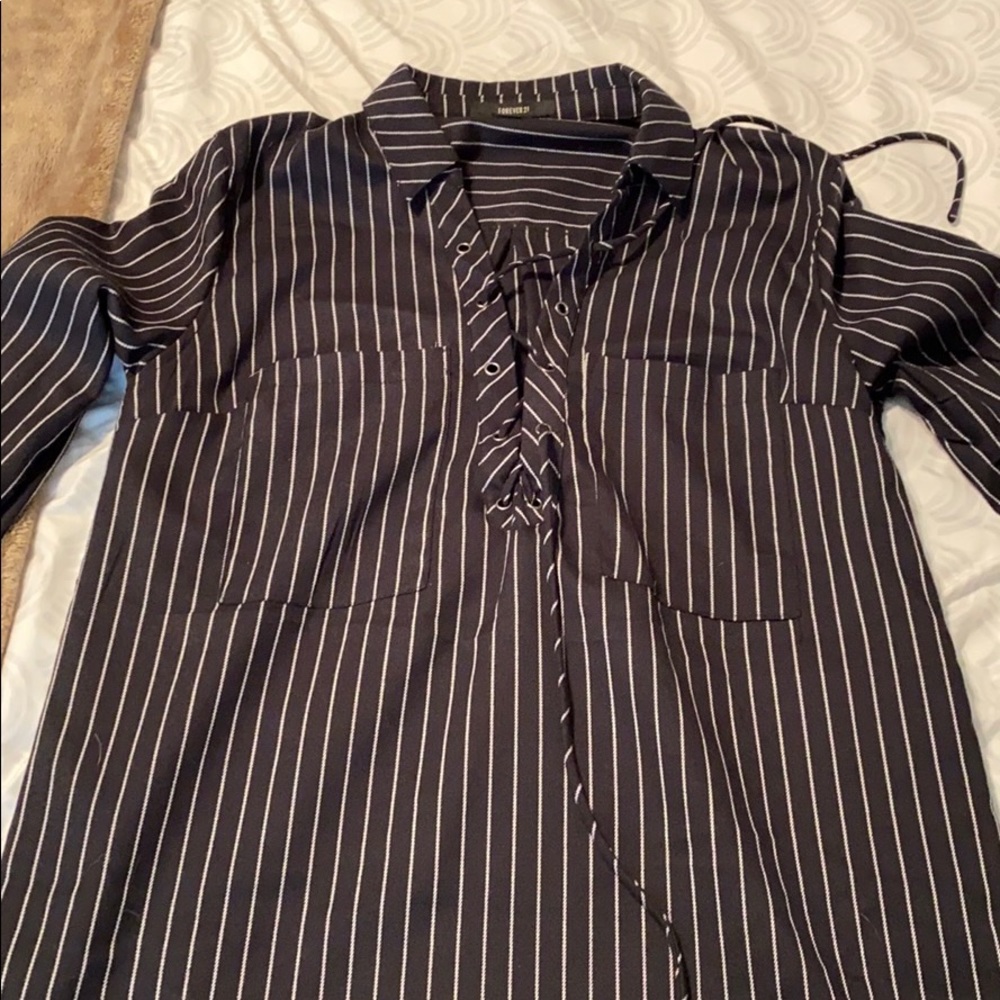 Tie up striped dress